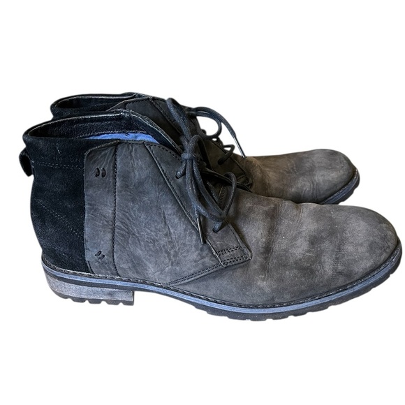 Mark Nason Loretto chukka lace up boot in distressed black leather and suede main image 10